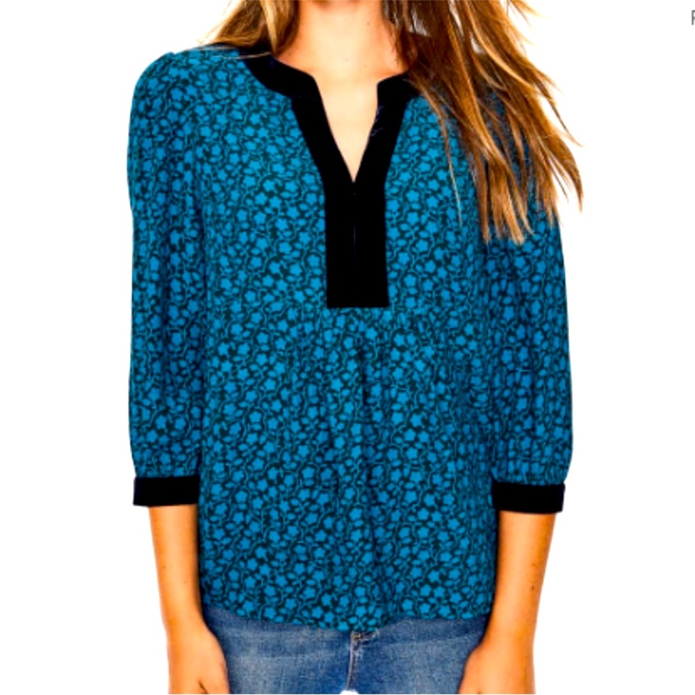 Boden Annabelle Velvet Trim V-neck Babydoll Top, 8